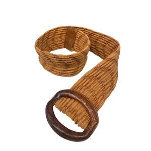 Tan Brown Hippie Earth Crunchy Boho Large Buckle 34.5” belt